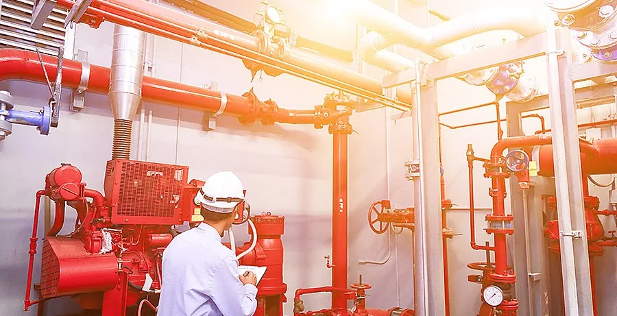 Pipework and valves in a fire protection setting