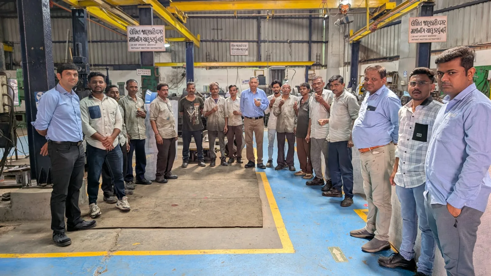 The Venus Engineering Works team gathered on the shop floor at the Ahmedabad works for Founder’s Day, 16 July 2026.