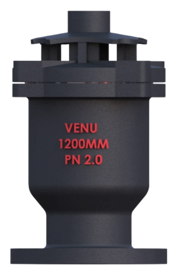 Kinetic air valve on a flanged base